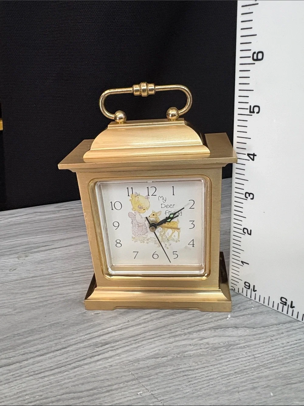 Precious Moments Gold Tabletop Carriage Clock with Illustrated Dial